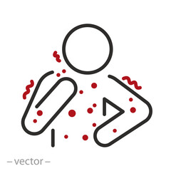 itchy spots body icon, allergy symptoms, hand rash, chicken pox, skin rash, dermatological diseases, thin line symbol on white background - editable stroke vector illustration eps10