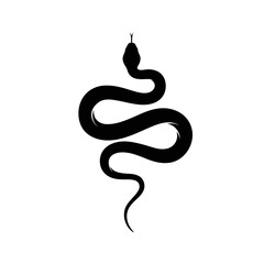 Dark silhouette of a coiled snake displaying mystical energy for tattoo and art projects isolated on white background