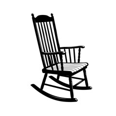 Classic wooden rocking chair silhouette a timeless piece of furniture for cozy homes isolated on white background