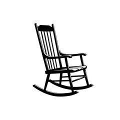 Classic wooden rocking chair with high back for comfort and style isolated on white background
