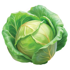 Fresh cabbage illustration with vibrant green leaves
