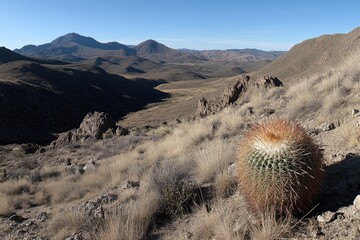 Desert landscape with prickly pear cactus