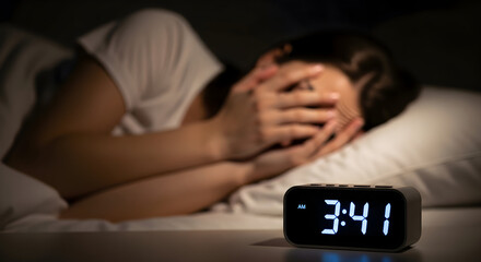 Sleepless Nights Nightmare Young Woman Struggling with Insomnia Worried About Future Challenges Anxious About Work Pressured By Financial Issues Tossing And Turning