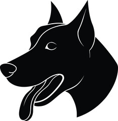 Cartoon drawing of a black wolf head vector icon illustration
