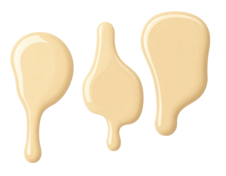 Three creamy, beige drips with smooth textures against a black background