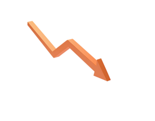 Simple, descending, orange arrow against a pure black background
