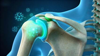 Healthy Shoulder Joint Recovery – Medical Illustration of Healing and Regeneration