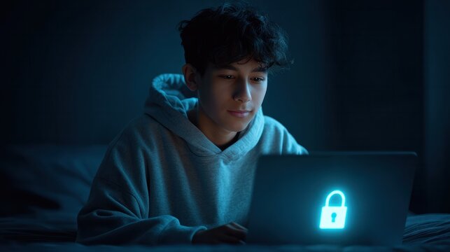 Online security awareness protecting yourself in the digital world home image night close-up cybersecurity awareness