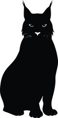 A cute black kitten cartoon vector illustration of a funny domestic feline pet sitting down