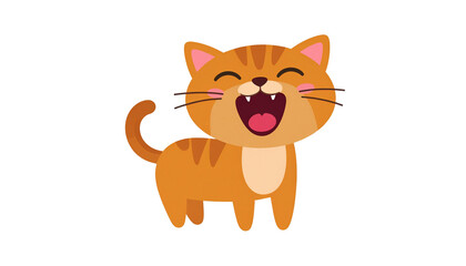 Fototapeta premium cartoon character cat yawning, isolated on transparent background