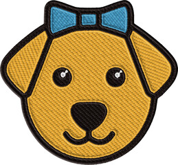 Colored Embroidered Graphic of Dog with Bow