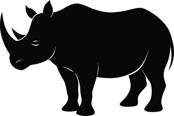 Wild animal rhino silhouette vector illustration isolated on white