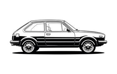 Obraz premium Vector art of vintage hatchback car