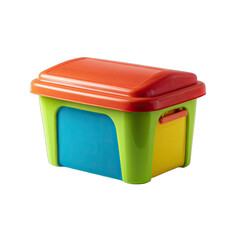 Colorful plastic storage box with a hinged lid