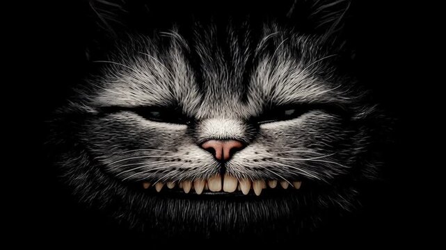 Cheshire cat with wide grin large eyes in fantasy