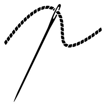 Logo sastrer&iacute;a. Icono con silueta de aguja de coser con hilo