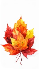 Obraz premium Still life with bright autumn leaves in a glass and as table decoration for the fall season