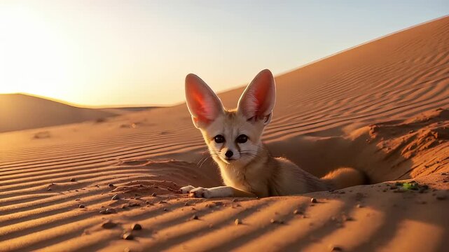 Fennec Fox in the Desert - A Portrait of Desert Wildlife.