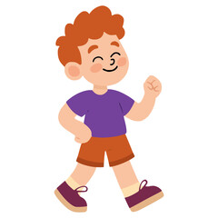 happy boy smiling pose flat color vector illustration template design