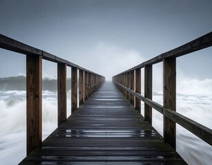 Obraz premium Wooden pier in stormy weather