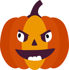 Spooky Jack o lantern with an angry expression.