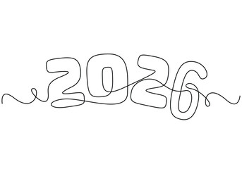 vignetting, abstract, art, illustration, number, single, 1, continuous, design, line, minimalism, outline, linear, 2026, achievement, ambition, editable, hope, invitation, positivity, resolution, silh