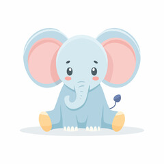 Fototapeta premium Cute cartoon elephant playing with a ball in a cheerful wildlife illustration