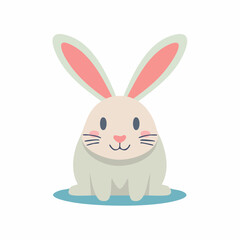 Fototapeta premium Cute Easter Bunny Holding Colorful Easter Egg Cartoon Illustration