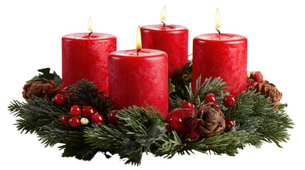 Advent wreath background isolated on a Transparent background, PNG file.