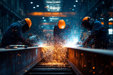 Industrial Welding Workers at Factory