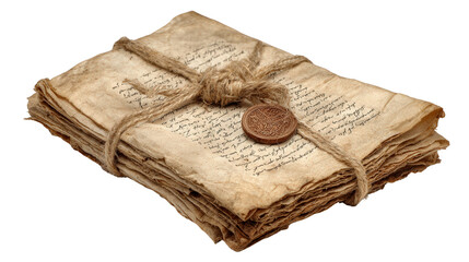Ancient administrative documents background isolated on a Transparent background, PNG file.