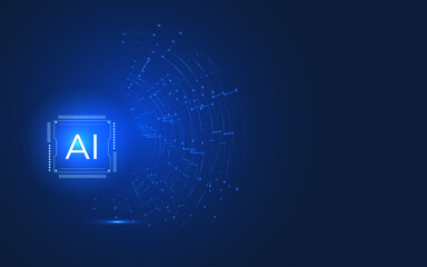 Obraz premium Artificial intelligence icon, sign, logo in the circuit line style. AI processor vector icon flat design. Motherboard digital chip AI. Machine learning design