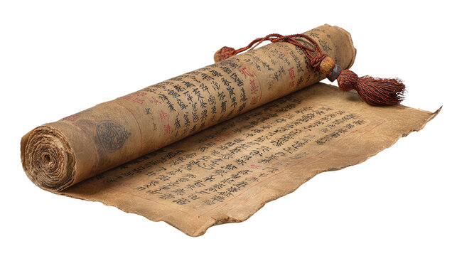 Ancient court decree in Chinese background isolated on a Transparent background, PNG file.