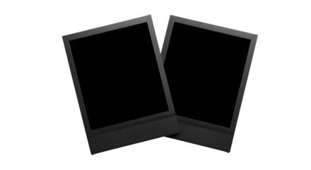 Two blank instant photo frames isolated PNG with Transparent Background