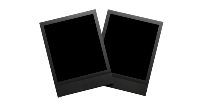 Two blank instant photo frames isolated PNG with Transparent Background