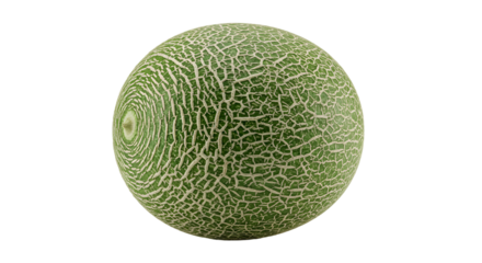 Fresh Whole Green Cantaloupe Melon with Netted Skin Isolated
