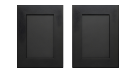 Two black picture frames for displaying art and photography isolated PNG with Transparent Background