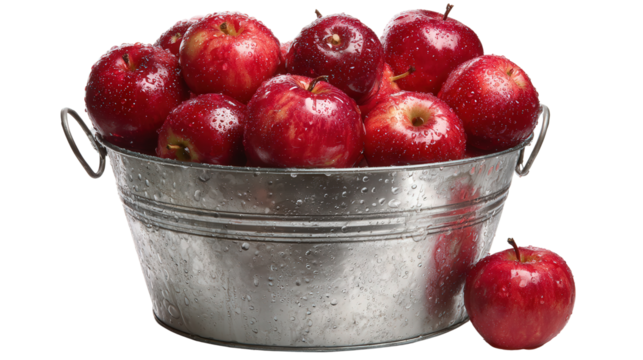 Apple bobbing bucket background isolated on a Transparent background, PNG file.