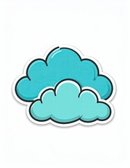Two light teal cartoon clouds on white background