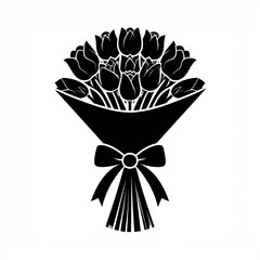 Silhouette bouquet of tulips