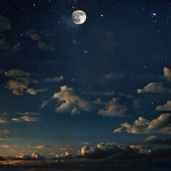 a night sky with a moon