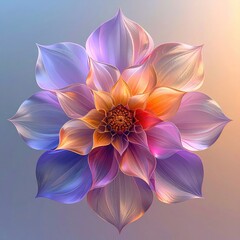Radiant, stylized flower in pastel hues