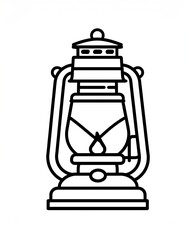 Simple black outline drawing of a vintage lantern