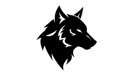 Fototapeta premium Black Wolf Head Silhouette Bold Vector Animal Logo and Mascot Design