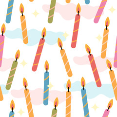 Colorful Happy birthday candles seamless pattern for background 