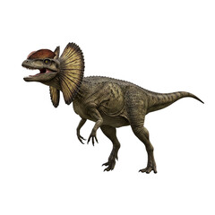 Dilophosaurus dinosaur on transparent background PNG Generative AI