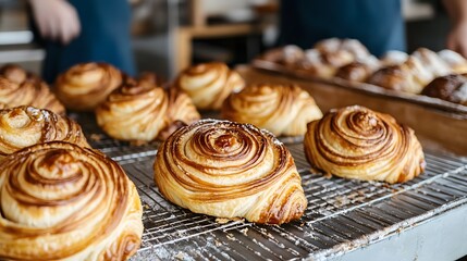 Fototapeta premium Golden Brown Pastry Swirls Bakery Fresh Bread