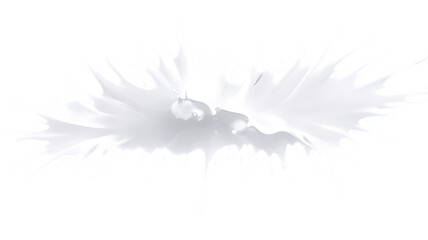 Dynamic white liquid splash with droplets isolated on transparent background