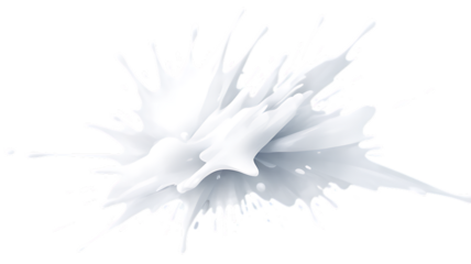 White liquid splash frozen in motion isolated on transparent background