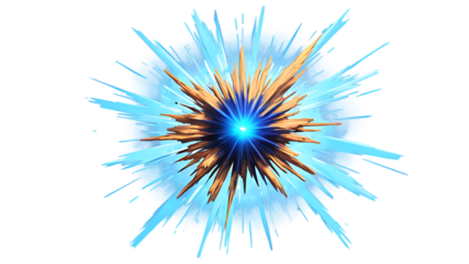 Abstract exploding starburst of light and energy isolated on transparent background